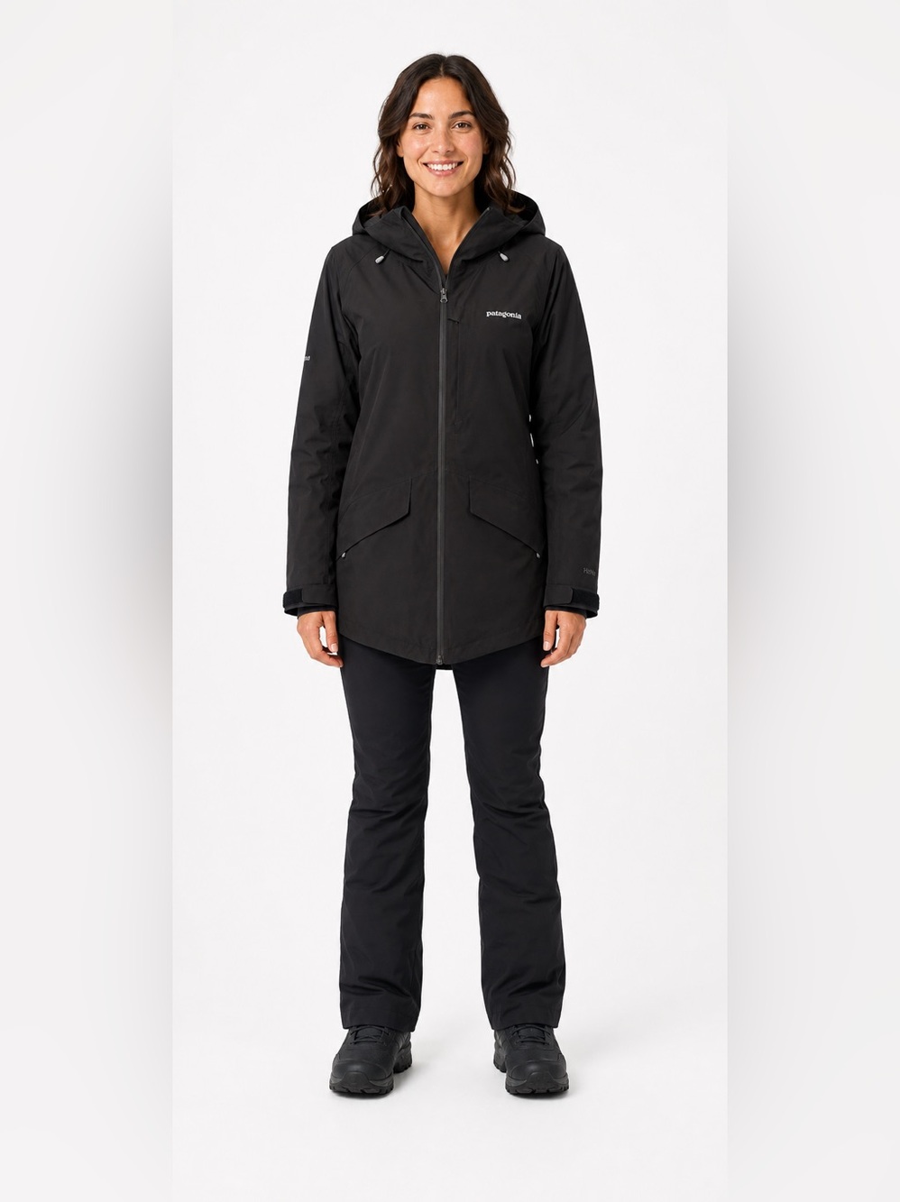 Patagonia Women's Snowbelle Black Hooded Ski Snow Jacket